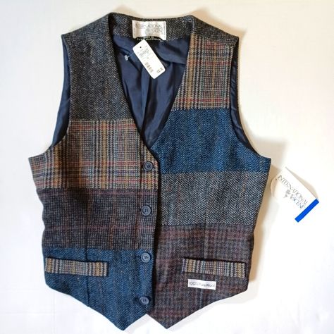 Mens Patchwork Vest, Grandpa Vest Outfit, Funky Fitz, John Keating, Grandpa Core, Vest Patterns, Gender Bend, 2024 Wardrobe, Patchwork Vest