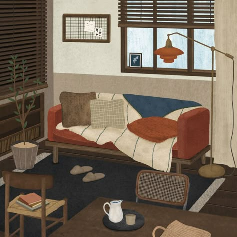 'Live well & eat well': Chang Chih on her deliciously warm and nostalgic illustrations | Creative Boom Home Illustration Drawing, Cosy Home Illustration, House Interior Illustration, Home Illustration House, Home Illustration Art, Lofi Animation, Home Illustration, Cosy Interior, Digital Art Painting