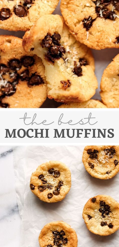 Mochi Muffins Recipe Mochi Dessert Recipes, Mochiko Flour Recipes, Mochiko Recipes, Mochi Bread Recipe, Mochi Muffin Recipe, Mochi Cake Recipe, Mochi Muffin, Aesthetic Mochi, Mochi Pancakes