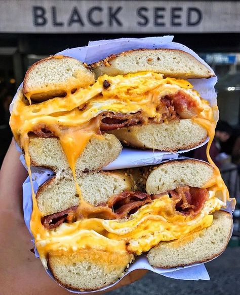 Two eggs over easy bacon cheese on and everything. From Black Seed Bagels 1188 Broadway. #food #meal #foods #healthyfood #keto Eggs Over Easy, Easy Bacon, Bacon Egg And Cheese, Egg And Cheese, Bacon Egg, Food Goals, Black Seed, Bacon Cheese, Food Obsession