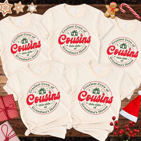 🎄For customized names and numbers for this shirt go here: https://www.etsy.com/listing/1776816659/custom-cousin-crew-christmas-shirts Cousin Crew Shirts, Matching Cousin Shirts for Kids through adults! Shop with Confidence! We are a 5-Star Rated Shop! Step up your cousin Christmas stepping into these Christmas "Cousin Crew" t-shirts! These eye-catching shirts feature a bold, on-style, retro-inspired design and funky font. Available in a variety of colors these shirts ensure every cousin looks s Thanksgiving Cousin Crew Shirts, Christmas Family Name Shirts, Christmas Cousin Crew Shirts, Matching Cousin Shirts, Crazy Cousin Crew, Christmas Gifts For Cousins, Cousin Crew Shirts, Cousin Shirts, Crazy Cousins