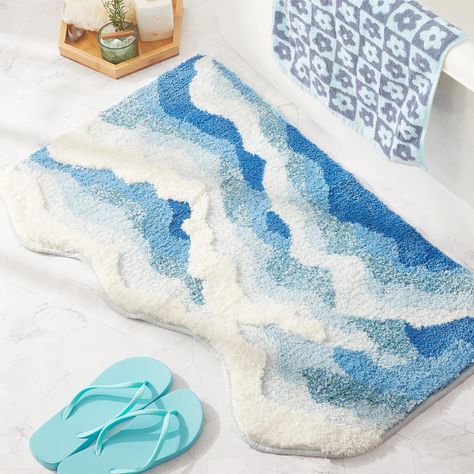 PRICES MAY VARY. 🌊 𝗥𝗶𝗱𝗲 𝘁𝗵𝗲 𝗪𝗮𝘃𝗲𝘀 𝗮𝘁 𝗛𝗼𝗺𝗲! Ever Miss the Beach in Winter? If you find yourself yearning for summer vibes in the cold, our ocean wave rug is the perfect remedy. A must-have for every beach lover—because who says the beach is just a summer affair? 💙 𝗕𝗲𝘆𝗼𝗻𝗱 𝗦𝗼𝗳𝘁𝗻𝗲𝘀𝘀 𝗮𝗻𝗱 𝗔𝗯𝘀𝗼𝗿𝗽𝘁𝗶𝗼𝗻: Immerse yourself in the velvety luxury of this cute bath mat! Crafted from high-density microfiber with an impressive 1000gsm tuft, it guarantees unparallele Textured Area Rug, Ocean Rug, Pattern Carpet, Bedside Rug, Plush Area Rugs, घर की सजावट, Patterned Carpet, Bedroom Carpet, Abstract Rug