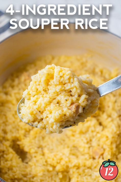 4-Ingredient Souper Rice | 12 Tomatoes Cheesy Minute Rice Recipes, Souper Rice With Regular Rice, Easy Minute Rice Recipes, Instant Rice Recipes Side Dishes, Minute Rice Recipes Side Dish, Souper Rice, Instant Rice Recipes, Minute Rice Recipes, Rice Recipes Side