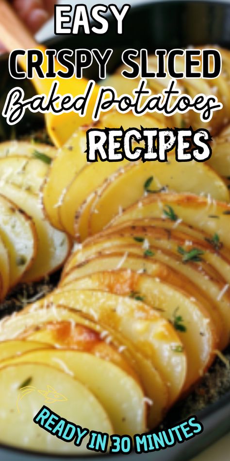 Easy Crispy Sliced Baked Potatoes Oven Potato Slices, Crispy Sliced Potatoes In The Oven, Potato Rounds Baked, Baked Potato Slices In Oven, Easy Baked Potatoes In The Oven, Baked Sliced Potatoes In The Oven, Sliced Potato Recipes, Baked Potatoes In Oven, Oven Baked Sliced Potatoes