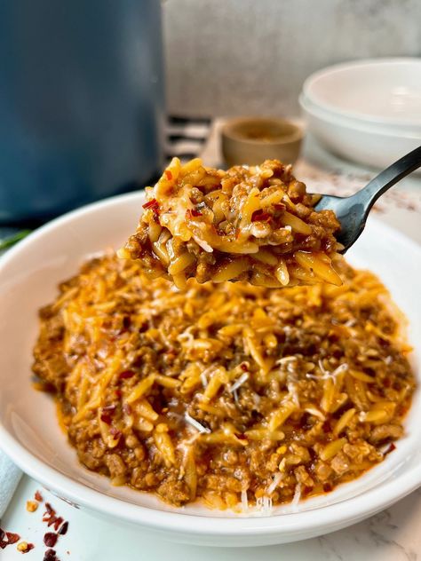 Ground Beef Recipes With Orzo, Ground Beef Recipes Dutch Oven, Orzo Recipes Beef, Orzo Beef Soup, Orzo With Ground Beef, Orzo Beef Recipes, Orzo And Hamburger Recipes, Hamburger Orzo Recipes, Orzo Ground Beef Recipes