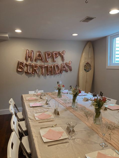 Table Decorations For Birthday, Light Pink Birthday Party, Light Pink Birthday, Happy Birthday Decoration, 15th Birthday Party Ideas, Beautiful Happy Birthday, 18th Birthday Party Themes, Sweet Sixteen Birthday Party Ideas, Flower Birthday Party