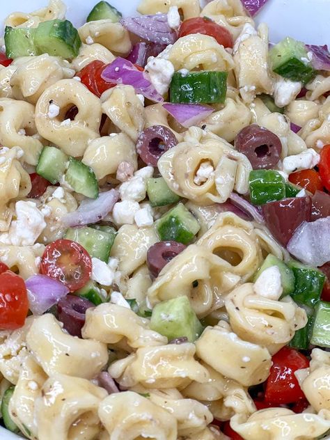 Greek Tortellini Salad Mediterranean Tortellini Salad, Tortilini Salad Italian, Mediterranean Tortellini Pasta Salad, Southwest Tortellini Pasta Salad, Greek Tortellini Pasta Salad Feta, Greek Tortellini Salad, Homemade Greek Dressing, Pasta Salad With Tortellini, Tortellini Pasta