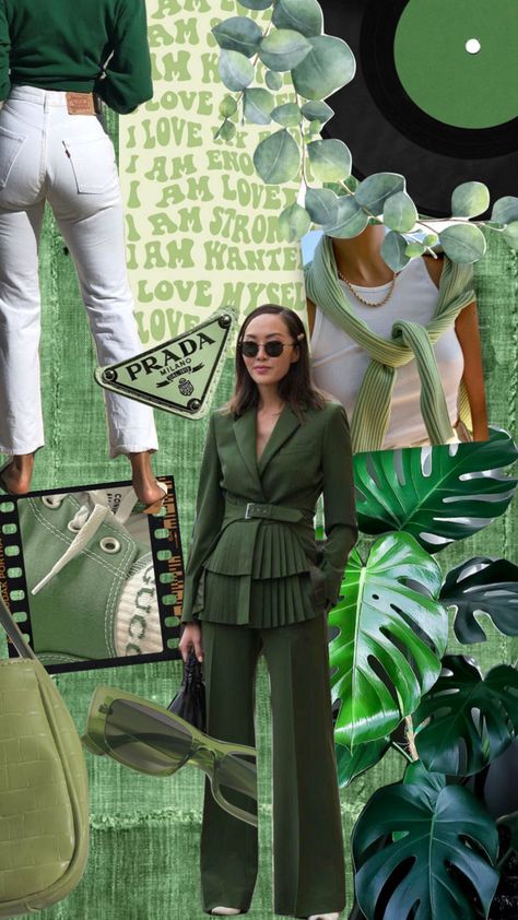 #green #moodboard #aesthetic Sustainable Fashion Moodboard, Green Moodboard Aesthetic, Green Moodboard, Swimsuit For Body Type, Travel Fashion Girl, Style Analysis, Fashion Moodboard, Moodboard Aesthetic, Art And Craft Videos