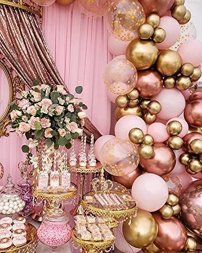 PRICES MAY VARY. Title: BParty 100Pcs PinK Rose Gold Balloon Garland Arch Kit PinK Rose Gold Confetti Chrome Gold Latex Balloons for Birthday Baby Shower Wedding Graduation Party Decorations (Chrome PinK). Product Type: Arborist Merchandising Root > Self Service > Special Features Stores > caa5e178-c039-41b4-8bfd-0b01485bbef9_0 > caa5e178-c039-41b4-8bfd-0b01485bbef9_9401 > Baby Shower Princess Backdrop, Balloon Arch Wedding, White Garland, Quinceanera Decorations, Gold Party Decorations, Rose Gold Confetti, Rose Gold Balloons, Gold Birthday Party, Rose Gold Party