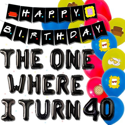 PRICES MAY VARY. Our Old Friend Balloon 40th Kit can make this a wonderful day! The Old Friend kit includes：1 x The One Where I Turn 40 Balloons，1 x happy birthday banner，12 x Old Friend Latex Balloons，Old Friend Alphabet Balloon is 16 inches tall，Latex Balloons is 12 inches tall。HAPPY BIRTHDAY banner Height 8 inches× Width 6.3 inches。 High Quality Material：Banner made of quality heavy cardstock，Old Friend latex balloon made of high quality PVC material，Can be used safely。 Easy Assembly: Just ha 30th Birthday Balloons, 40th Birthday Banner, 50th Birthday Banner, 40th Birthday Balloons, 30th Birthday Banner, 50th Birthday Balloons, 30th Bday Party, 40 Balloons, 30 Balloons