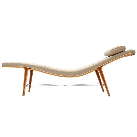 "Listen to Me" by Edward Wormley in hwet linen with saddle & ivory piping Psychoanalysis Office, Bed Project, Edward Wormley, Listen To Me, Chaise Chair, Japanese Furniture, Relaxing Chair, Chaise Lounges, Mid Century Modern Chair