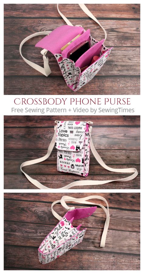 DIY Fabric Crossbody Phone Purse Bag Free Sewing Pattern + Video | Fabric Art DIY Diy Sewn Lanyard, Cross Body Phone Bag Pattern Free, Cell Phone Wallet Pattern Free, Free Cell Phone Purse Pattern, Purses To Sew Free Pattern, Free Cross Body Bag Pattern Free Sewing, Cell Phone Purse Pattern Free, Small Purse Pattern Free, Crossbody Cell Phone Purse Pattern Free