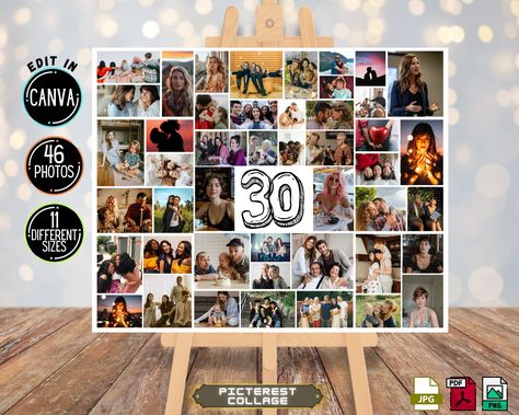 Template 30th Birthday Collage, 30th Birthday Photo Montage Board, Create Memories With a Custom Collage, Editable 30th Party Sign PC0317 - Etsy 30. Geburtstag Frau, Photo Collage Board, Pele Mele Photo, People Celebrating, Collage Foto, 30th Party, Birthday Collage, Collage Board, Number 30