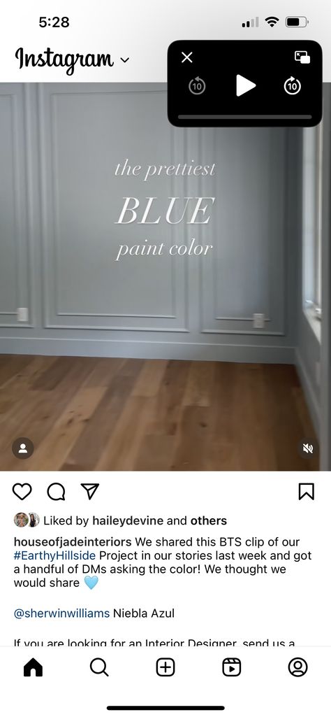 Glamour Sw 6031, Stardew Benjamin Moore, Southern Blue Paint Color, Chair Rail Powder Room, Blue Heather Benjamin Moore Bedroom, Blue Contrast Trim, Best French Blue Paint Colors, Transition Paint Colors Between Rooms, Bm Normandy