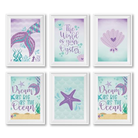 Purple Mermaid Bedroom, Mermaid Nursery Ideas, Under The Sea Girls Bedroom, Little Mermaid Nursery Theme, Mermaid Bedroom Ideas Kids, Mermaid Toddler Room, Under The Sea Nursery Girly, Mermaid Girls Bedroom, Mermaid Kids Room