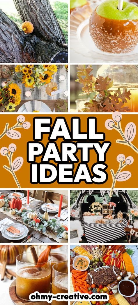 From decorations to recipes, these fall party ideas and themes make planning your party a breeze! Use them with more Creative Fall Ideas for the best cool-weather fun! Fall Party Ideas For Adults, Fall Themed Party Ideas, Autumn Party Ideas, September Decorations, Salad Fall, Fall Themed Party, Fall Party Decor, Fall Party Ideas, Fall Recipes Appetizers