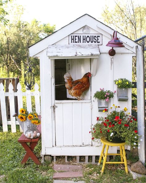 White Farmhouse Chicken Coop Diy Coop, Chicken Coop Blueprints, Backyard Chicken Coop, Cute Chicken Coops, Chicken Coop Garden, Chicken Coop Decor, Backyard Chicken Coop Plans, Diy Chicken Coop Plans, Chicken Coop Run