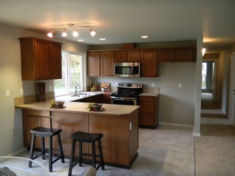 kitchen layout Kitchen Dimensions Layout, Small Rectangle Kitchen Layout, Small Rectangle Kitchen, Small U Shaped Kitchen Layout, Rectangle Kitchen Layout, U Shaped Kitchen Layout, Mobile Home Ideas, Small U Shaped Kitchen, Kraftmaid Kitchens