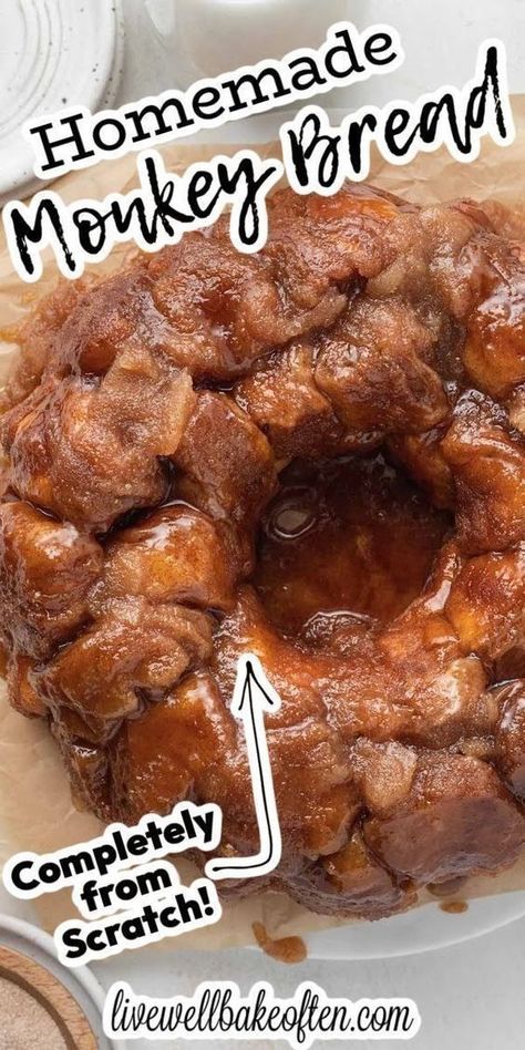 Monkey Bread From Scratch, Using Canned Biscuits, Pull Apart Monkey Bread, Apple Monkey Bread, Homemade Monkey Bread, Live Well Bake Often, Monkey Bread Recipe, Bread Pull Apart Recipes, Gooey Caramel