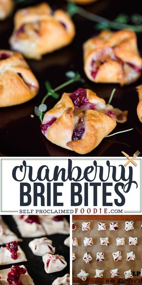 Cranberry Brie Bites, Cranberry Brie, Brie Bites, Christmas Recipes Appetizers, Appetizer Bites, Christmas Food Dinner, Christmas Brunch, Xmas Food, Holiday Appetizers