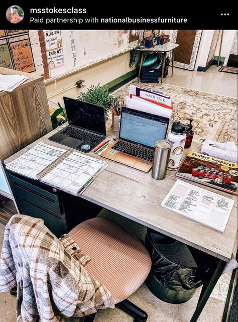 Teacher Office Desk, Social Studies Teacher Aesthetic, Teacher Mood Board Aesthetic, High School Teaching Aesthetic, Teaching Assistant Aesthetic, Teacher Desk Aesthetic, Teacher Astethics, Cool Teacher Aesthetic, High School English Teacher Aesthetic