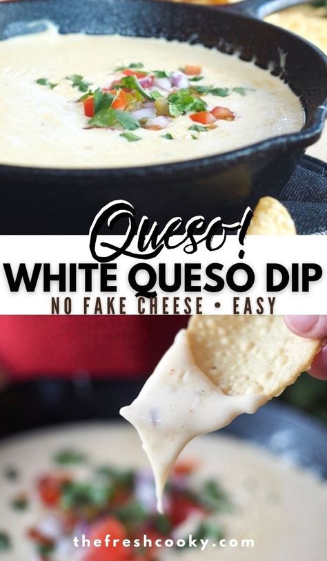 Cheese Dip Recipes Velveeta Cream Cheese, Best White Queso Dip, Queso Dip Mexican, Queso Cheese Dip Recipe, Queso Recipe Easy, Cheesy Queso Dip, Queso Dip Crockpot, White Queso Dip Recipe, Queso Blanco Recipe