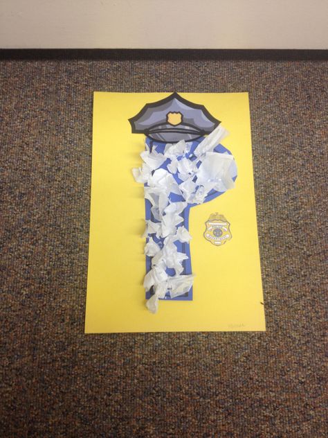 Police officer craft with tissue paper Police Preschool Activities Ideas, Police Officer Crafts For Toddlers, Police Projects For Preschool, Policeman Crafts For Preschool, Police Officer Pre K Activities, Community Helpers Preschool Crafts Police Officer, Community Helpers Preschool Crafts Police Officer Activities, Community Helpers Police, Police Officer Crafts