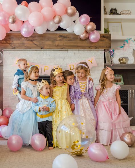 Princess Party Dress Up, Modern Disney Princess Birthday Party, Princess Adoption Party, Dress Up Princess Party, Four Year Old Princess Party, Princess Dress Up Birthday Party, 4 Year Princess Birthday Party, Princess Party Three Year Old, Princess Dress Up Party Ideas