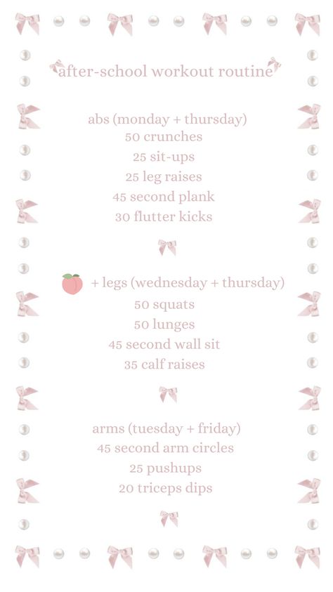 Need a quick pick-me-up after school? This super easy workout is perfect for you! No gym, no equipment—just 15 minutes of fun moves to boost your mood and keep you feeling fab. Perfect for building strength, staying flexible, and de-stressing after a busy day. Pin this for a cute, simple routine that fits right into your daily life! 🎀🌸 Simple Work Out Routine, Easy Workout Beginner, Easy After School Workouts, Weekly Workout Routines At Home, After School Workout Routine, Perfect After School Routine, After School Workout, Lunch Workout, Easy Morning Workout