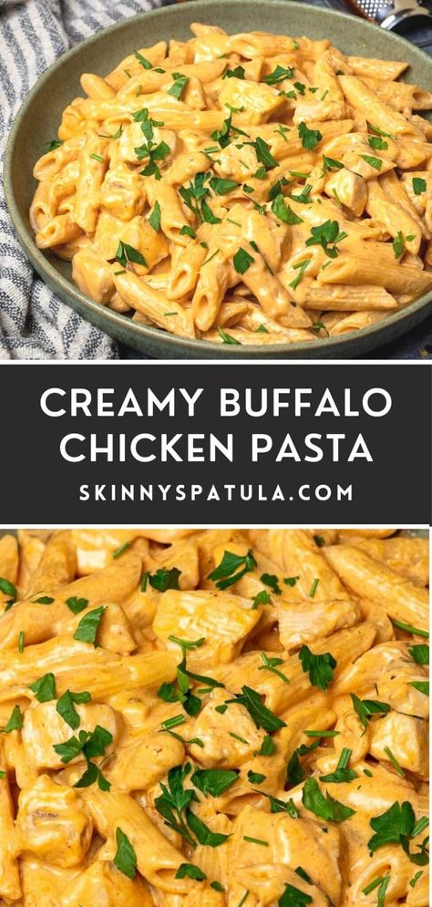 Pasta Buffalo Chicken, Franks Buffalo Chicken Pasta, Fast Chicken Pasta Recipes, Easy Dinner Recipes Buffalo Chicken, Buffalo Chicken Pasta Bowtie, Chicken Wing Pasta, Meals With Buffalo Sauce, Buffalo Chicken Pasta Easy, Healthy Buffalo Chicken Pasta Bake