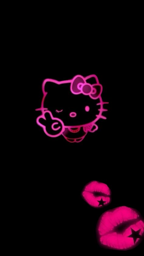 #hellokitty Hot Pink Wallpaper Hello Kitty, Dark Pink Hello Kitty Wallpaper, Black And Dark Pink Wallpaper, Hot Pink Hello Kitty Wallpaper, Black Baddie Aesthetic, Dark Hello Kitty Wallpaper, Hot Pink Phone Wallpaper, Pink Hello Kitty Wallpapers, Hot Pink And Black Wallpaper