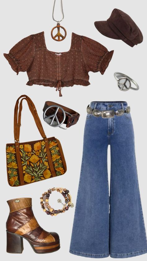 70s hippie outfit #outfitinspo #hippie #70s Boho Outfits 70s, Diy 70s Outfit, Hippie Clothes 70s, Casual 70s Outfits, 70s Hippie Outfits, 70s Outfit Inspiration, Hippie Outfits 70s, Hippie Style 70s, 70s Fashion Hippie