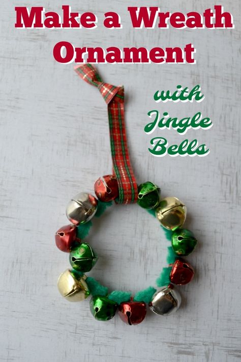 Wreath Ornament with Jingle Bells Jingle Bell Wreath, Jingle Bell Crafts, Bell Wreath, Easy Christmas Ornaments, Diy Christmas Ornaments Easy, Wreath Ornament, Christmas Traditions Family, Kids Christmas Ornaments, Christmas Tradition