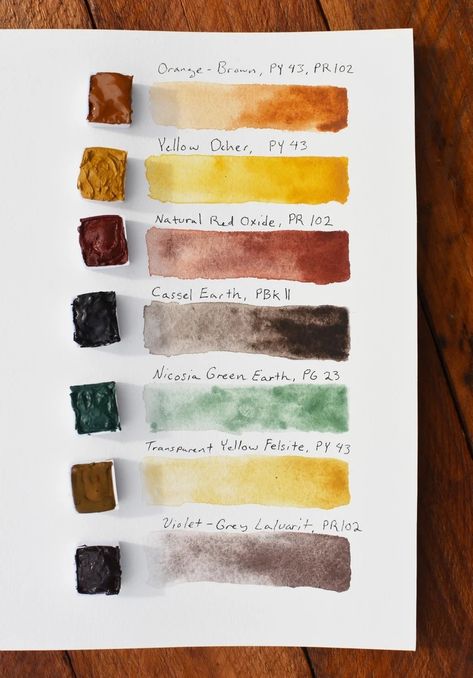 Watercolour Colour Palette, Watercolour Swatches, Watercolor Pallet, Watercolor Lessons, Earth Color, Video Course, Colour Palettes, Colour Palette, Art Supplies