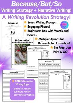 A fantastic product to support the Because/But/So strategy from The Writing Revolution by Judith C. Hochman and Natalie Wexler! Easy to use and engaging for students! Writing Revolution Activities, Industrial Revolution Anchor Chart, Industrial Revolution Activities, The Writing Revolution, The Writing Revolution Hochman, Writing Revolution, Writing Binder, Substitute Teacher Activities, Temporal Words