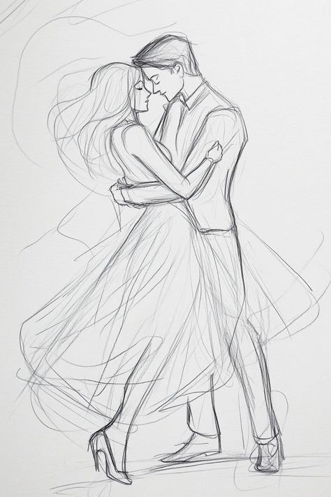 Romantic Couple Poses Drawing Dancing Couple Dance Sketch, Couple Dancing Drawing Romantic, Slow Dancing Drawing, Drawing Couple Poses Art Reference, Dancing Reference Drawing Couple, Couple Dancing Drawing Reference, Dancing Poses Drawing Couple, Dancing Couple Drawing, Dancing Drawing Reference