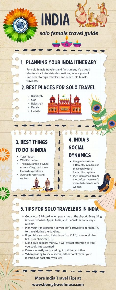 India is arguably a challenging destination to travel alone, but if you are up for it, here's a complete guide from a solo female traveler who has traveled and lived extensively in India to help you out. From the friendliest and safest destinations, to important safety and cultural tips, this guide will help you plan the most epic solo trip to India. #India Traveling To India Tips, Solo Trips For Women, Safest Places To Travel, Travel India Beautiful Places, Travel To India, Solo Trips, Travel In India, Bali Shopping, Travel Destinations In India