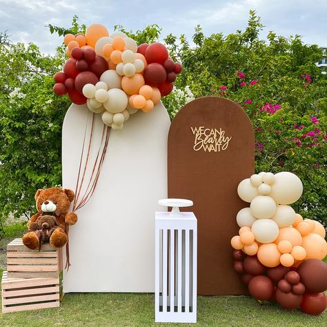 We can bearly wait theme backdrop! Just the perfect theme for making lasting memories filled with love, laughter, and cuddly bear hugs 🧸 #cuddlesandcandles #wecanbearlywait #babyshower #partydecorations #partydecor #instaparty #eventplanner #partydecormaldives #decormaldives #party #cuddlesandcandlesevents We Can Bearly Wait Theme, Kate Baby, Bear Baby Shower Theme, Sand Candles, We Can Bearly Wait, Bearly Wait, Bear Hugs, Baby Bear Baby Shower, Bear Hug