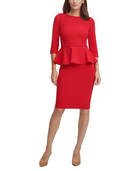 Peplum Dress Formal, Formal Office, Sheath Dresses, Calvin Klein Red, Dresses Red, Review Dresses, Dress Formal, Calvin Klein Dresses, Classy Dress