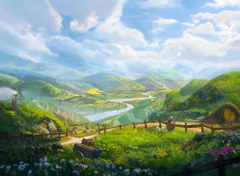 ArtStation - Plains - MTG / The Lord of the Rings: Tales of Middle-earth Mtg Lord Of The Rings Art, Mtg Lord Of The Rings, Middle Earth Landscape, Tattoo Scenery, Lord Of The Rings Scenery, Rings Wallpaper, Magic Artwork, Dm Tools, Earth 3d