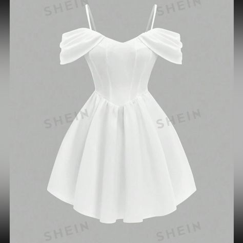 Brand New Never Been Worn / White Off Shoulder Spaghetti Strap Corset Top Short Dress With Zipper / Size 8/10 Dresses For Hoco Short, Off White Dama Dresses, White Short Dresses Formal, Short Puffy Corset Dress, Off Shoulder Dress With Straps, White Poofy Dress Short, White Short Formal Dress, White Dress Medium Length, Off White Short Dress