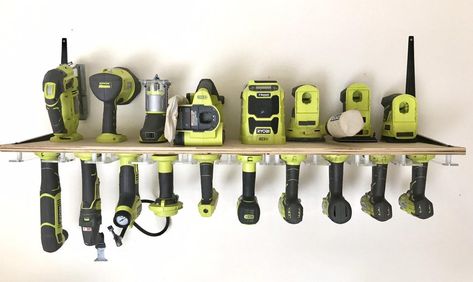 Ryobi Cordless Tools, Ryobi Power Tools, Ryobi Tools, Power Tool Storage, Woodworking Desk, Garage Tool Storage, Plexi Glass, Garage Organize, Dewalt Tools