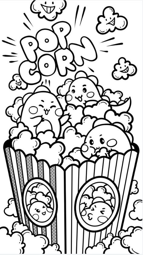 Kawaii Coloring Pages, Food Kawaii, Food Coloring Pages, Detailed Coloring Pages, Doodle Coloring, Cat Coloring Page, Easy Coloring Pages, Cartoon Coloring Pages, Cool Coloring Pages