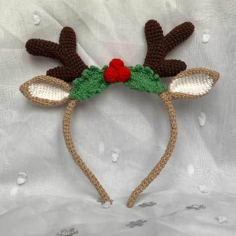 Crochet Antlers Headband, Crochet Reindeer Antlers Pattern, Crochet Headband Christmas, Reindeer Hat Crochet, Crochet Christmas Headband, Amigurumi Hair, New Year Headband, Reindeer Horns, Bandeau Au Crochet