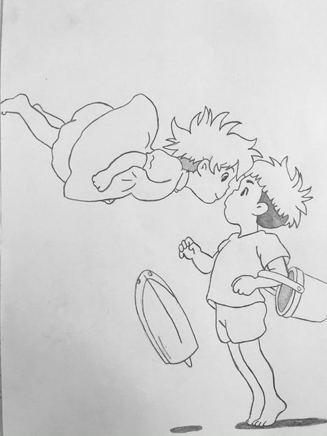 Ghibli Ponyo Drawing, Studio Ghibli Art Sketch, Ponyo Cute Drawing, Ponyo Drawings Studio Ghibli, Ponyo Ghibli Drawing, Ponyo Sketch Studio Ghibli, Ponyo Easy Drawing, Ponyo Anime Drawing, Ponyo And Sasuke Tattoo