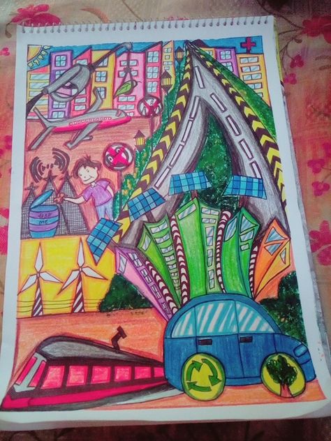 Complete vision..of smart city😂😂😂 Smart City Drawing, Art Competition Ideas, Filipina Actress, Drawing Competition, City Drawing, Ganesha Painting, City Painting, Halloween Painting, Art Competitions