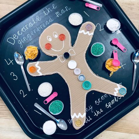 Tuff Tray Ideas For Christmas, Christmas Craft Eyfs Kids, Gingerbread Tuff Tray, Xmas Sensory Activities, Christmas Eyfs Tuff Tray, Christmas Tuff Tray Ideas Preschool, Gingerbread Man Tuff Tray Ideas, Christmas Early Years Activities, Fairytale Tuff Tray Ideas