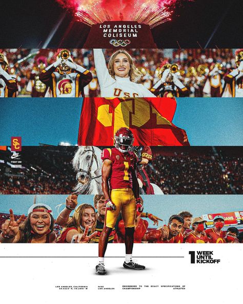 Sports Design Layout, Usc Football, Sports Design Ideas, Graphic Design Infographic, Sports Design Inspiration, Sport Poster Design, Sports Marketing, Sport Inspiration, Sports Graphics