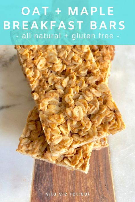 Oat Maple Breakfast Bars — Vita Vie Retreat Gf Types, Honey Granola Bars, Maple Breakfast, Gluten Free Breakfast Bars, Lunchbox Snacks, Oat Bar Recipes, Love The Nature, Paleo Vegetarian, Dehydrating Food