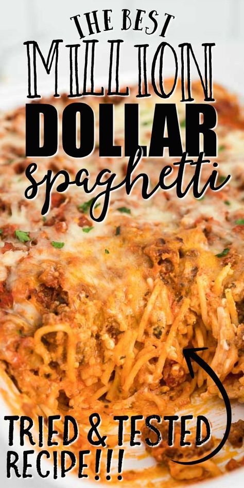 Janet Jones, Spaghetti Ingredients, Spaghetti Recipes Easy, Million Dollar Spaghetti, Baked Spaghetti Recipe, Spaghetti Pie, Spaghetti Noodles, Baked Spaghetti, Easy Casserole Recipes